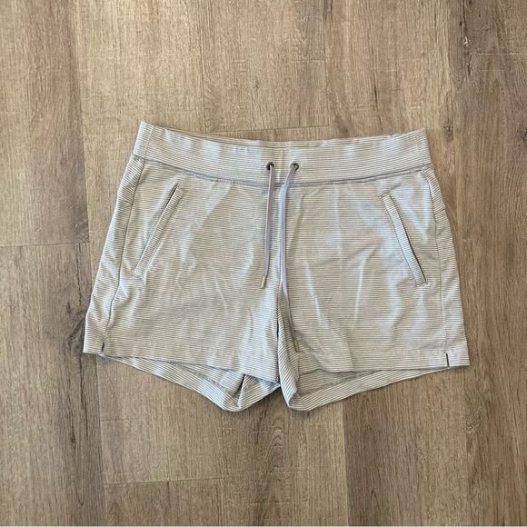 Athleta Pants - Athleta Grey & White Striped Shorts M EUC